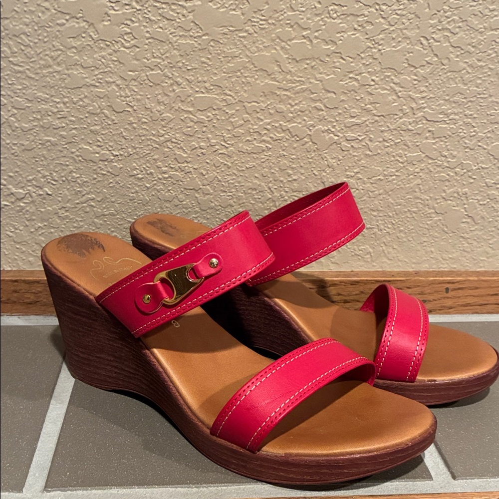 Italian Shoemakers Red Wedge Sandals